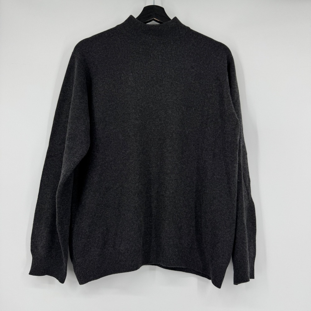 Glen Lyon 100% Cashmere Mock Neck Sweater Mens Medium Charcoal Gray Soft Knit